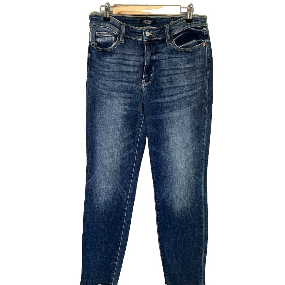 Judy Blue Boyfriend Denim Jeans 11 Classic Retro Western Dark Wash Chic Faded